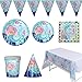 36 Pezzi Stoviglie Per Feste Di Compleanno, Stoviglie Per Feste Compleanno Bambini, Stoviglie Per Feste a Tema, Stoviglie per Feste a Sirena per Feste Di Compleanno, Picnic, Feste, Feste a Tema