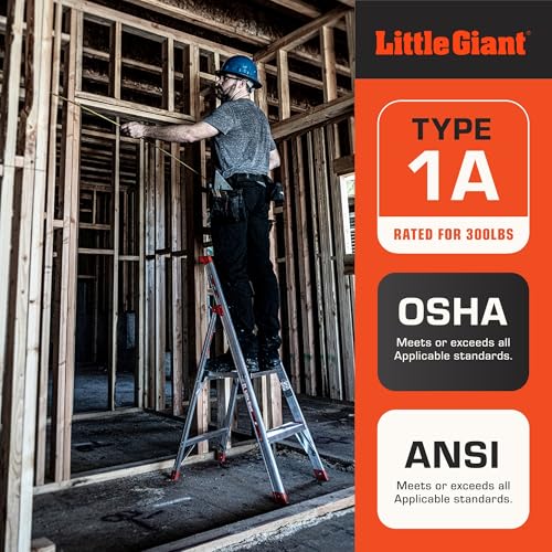Little Giant Ladders Flip-N-Lite 6 ft Lightweight Step Ladder with Standing Platform, Aluminum, 300 lb Load Capacity, Type 1A Extra Heavy Duty, 10.25 ft Reach Height (15270-001)