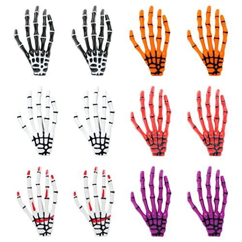 Honbay 12Pcs Acrylic Skeleton Hands Bone Hair Clips Skull Hand Hair Clip Zombie Punk Rock Horror Hair Clip #TOP25
