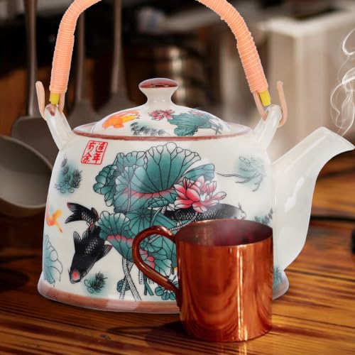 Théière vintage en céramique anti-brûlure pour infusion oolong