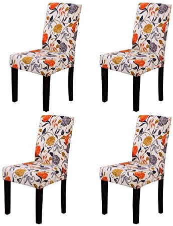 YEESSION Stretch Spandex Dining Chair Slipcovers Removable Washable Dining Room Chair Protector Cover Seat Slipcover Set of 4 (Style 05)