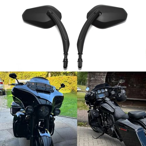 8mm Black Motorcycle Rearview Side Mirrors Compatible with Harley Sportster XL 883 1200 Road King V-Rod Street Glide Electra Glide Dyna Softail 1990-2018 by Rich Choices - Image 2