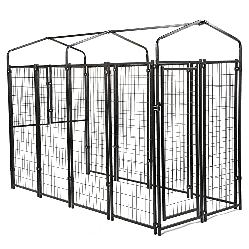 Extra Large Dog Kennel with Waterproof Cover, Welded Wire Outdoor Animal Playpen Golden Retriever Labrador Retriever Alaska Samoyed Husky