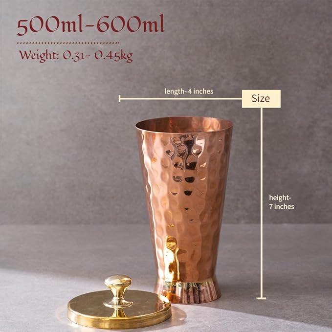 Miedziane szklanki do wody, 600 ml