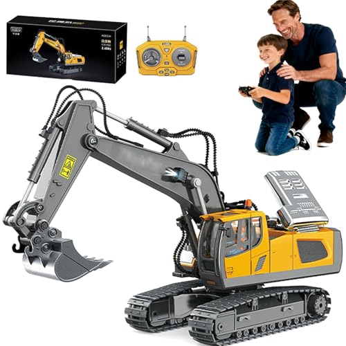 2026 Construction Rc Set Of 4, 2026 New Excavator Trucks with Cool Lights and Sounds, Complete Control Over The Construction Site, Alloy + Plastic Material, 2.4ghz Remote, 360 Rotation (Excavator)