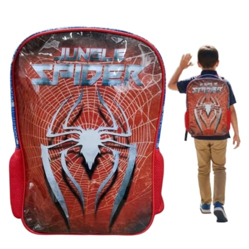 Mochila Infantil Aranha Jungle Spider 41cm Masculina para Escola e Creche – Mochila Escolar Vermelha Estampa Herói, Leve, Resistente, 13L, Alças Acolchoadas