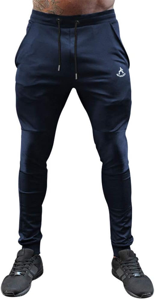 Mens Joggers Sweatpants - Cotton Gym Joggers Training Workout Pants 107 Navy