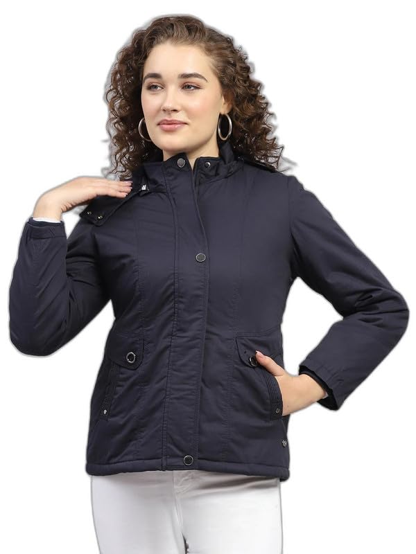 monte carlo Women's Regular Fit Jacket | Solid Pattern | Zip Closure with Full Sleeve Hooded Neck Winter Outerwear for Women-picture-36