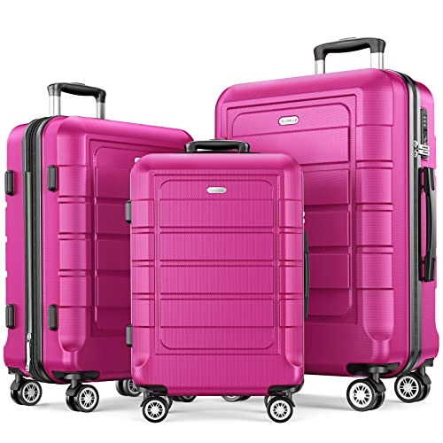 SHOWKOO Luggage Sets Expandable PC+ABS Durable Suitcase Sets Doub...