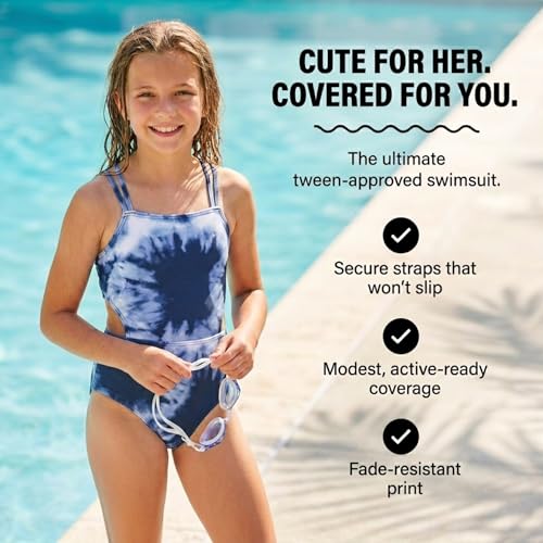 Image of Kanu Surf Girls' Beach Girl Sport Cut-Out One Piece Swimsuit
