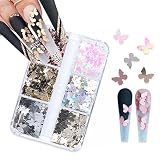 Holographic Butterfly Nail Art Glitter Sequins 3D Chunky Flakes Sparkly Laser Butterflies Glitter fo