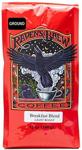 Ravenâ€™s Brew Coffee Ground Breakfast Blend â€“ Light Roast â€“ Breakfast Coffee Bliss â€“ Delicious as Drip and Cold Brew â€“ 12oz Bag