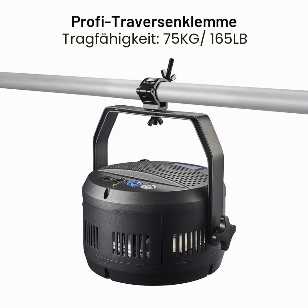 Traversen-Klemme, Bühnenlichtklemme, professionell, 35–40 mm, Aluminium, schwarz, kleine Größe, Lichtklemmen mit TÜV-zertifiziert, robuste 75 kg Beleuchtungsklemmen, passend für 3,6–4,6 cm