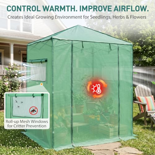 Image of EAGLE PEAK 6x4 Easy Setup Small Pop Up Greenhouse, Clear /Green