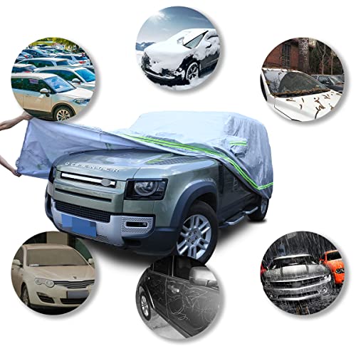 Image of Car Cover Waterproof All Weather for LR Defender Automobiles, Outdoor Full Cover Rain Sun UV Protection with Zipper Cotton, Customized Fit for Land Rover Defender 110 2020-2025+ Accessories Auto Parts