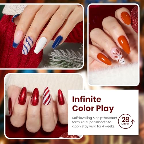 Image of Beetles Gel Nail Polish Kit - 23Pcs Burgundy Red Brown Orange Purple Colors Gel Polish Set Brown Gray Blue Green Soak Off Uv Gel Base Top Coat Gifts for Girls Glowing Attraction