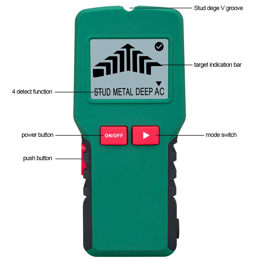 Buscador de vigas, detector de vigas 4 en 1, detector de vigas, detector de pared, búsqueda central del sensor con pantalla LCD para madera, alambre de CA, pernos de metal, detección de vigas de cabl