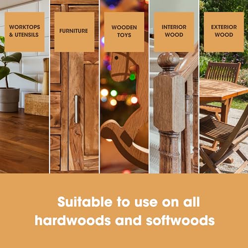 Furniture Clinic Pure Tung Oil for Wood | Non-Toxic Food Grade Water Resistant Tung Oil | Finish & Seal Natural or Stained & Treated Wood | Great for Use on Indoor & Outdoor Surfaces & Floors - 17oz