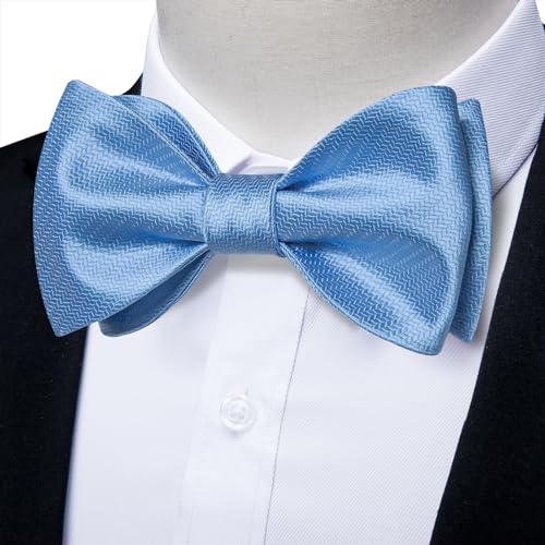 Image of DiBanGu Mens Silk Self Bow Tie Set 4PCS for Tuxedo Wedding