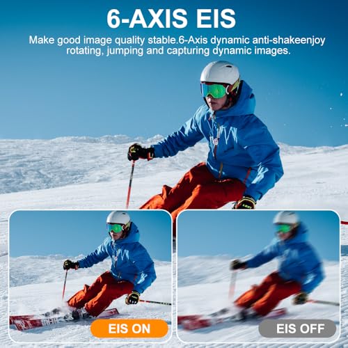 Image of HINISO 6K Action Camera | Ultra HD Sports Cam with Touch & Dual Screen, Wireless Mic & Remote, 3 Batteries, Waterproof 40M, EIS Stabilization, WiFi, 170 Wide Lens & Mounting Kit