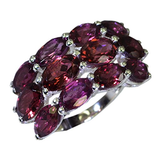 Bague grenat véritable anti-ternissement argent durable forme grappe