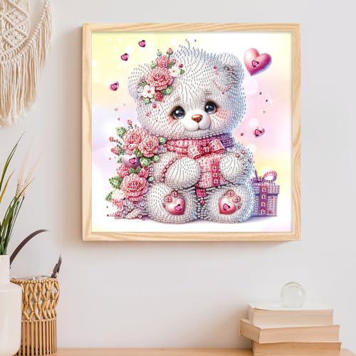Image of Tontut Bear Diamond Art Painting Kits, 5D Special Shape Beginner Diamond Art, Crystal Rhinestone Diamond Art Painting, Home Wall Decoration Gift 12x12 inch