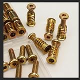 28pcs 1/4-20 x 3/4" Furniture Screw Nut Threaded Wood Insert, 28pcs 1/4-20 x 19/32" Wood Inserts Bolt Fastener Connector Hex Socket Drive Screw-in Nuts with Hex Spanner