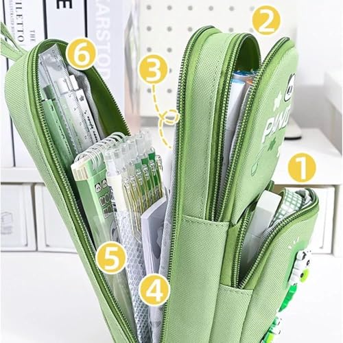 Image of Umadiya Panda Pencil Case 6 Layer with 3 Compartment Cute Aesthetic Pencil Case for Boys & Girls Large Capacity Pencil Pouch for School Kids (Black Panda Pencil CASE)