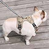 HEELE Hundegeschirr mit Zugentlastung, reflektierend, Camouflage Geschirr für mittelgroße Hunde, mit gepolstertem Griff, 1 Schnalle am rechten Halsband, einfaches An- und Ausziehen, Camo-Braun, M