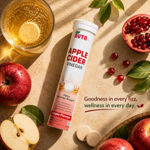 Image of Apple Cider Vinegar Effervescent Tablets | Apple Flavour | With Mother Vinegar, Pomegranate Extract, Vitamin B12 & Vitamin B6 | Fizzy Drink Tablets | 90 tablets