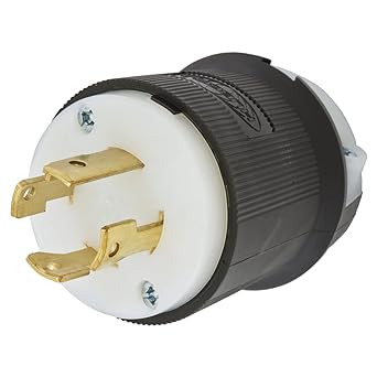 Hubbell HBL2721 Locking Plug, 30 amp, 3 Phase, 250V, L15-30P, Black and White