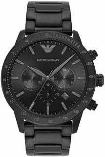 Emporio Armani Men's Black Dial Stainless Steel Analog Watch