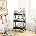 LEGUANG 3-Tier Rolling Utility Cart Storage Shelves Multifunction Storage Trolley Service Cart with Mesh Basket Handles and Wheels Easy Assembly for Bathroom, Kitchen, Office (Black)