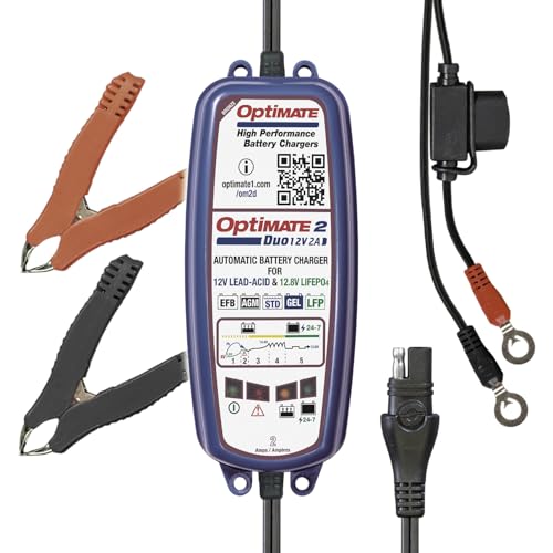 Optimate 2 DUO - 5-stufiges 12V/12,8V 2A Batterielade- und Wartungsgerät, Blau
