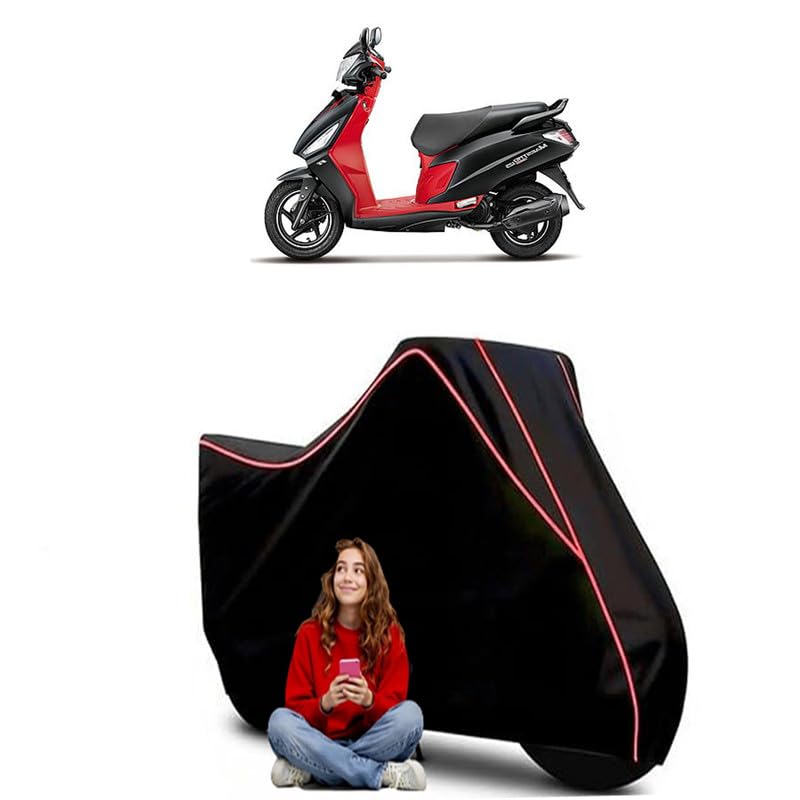 Image of Maestro Scooty Bike Cover Water Resistant Outdoor Use Universal Fit Scooters Motorcycles Heavy Duty UV Protection Dust Rain Scratch Resistant Elastic Bottom Black Blue Piping