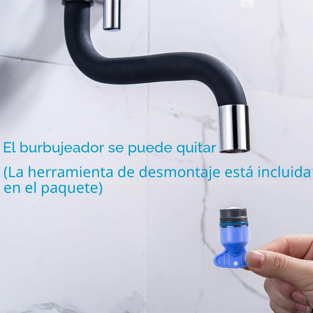 ONECE Grifo de Pared para Cocina Negro, Grifería de Fregadero a Muro