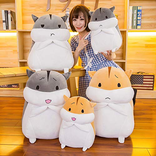 Niedliches Hamster-Plüschtier Kuschel-Hamster-Kissen Kuscheltier-Puppe Weicher Hamster Plüschkissen für Kinder/Paare Geschenke Grau-01 60cm