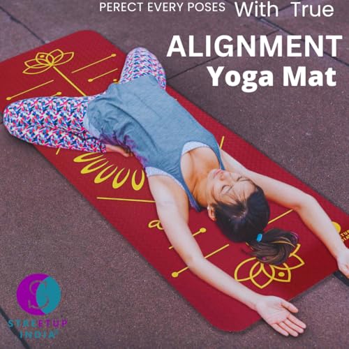 Image of Streetup India TPE Yoga Mat With Body Alignment |6 mm Thickness| for Men and Women| Ideal Exercise Mat For Yoga, Pilates And Workout| Anti Skid (Green)
