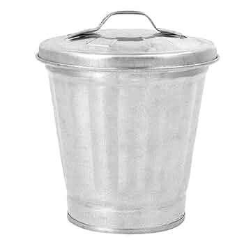 Silver Mini Galvanized Trash Can With Lid Mini Tabletop Wastebasket