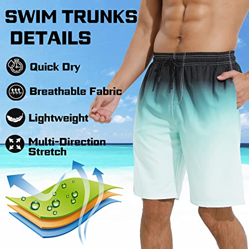 Mens Swim Trunks with Compression Liner 9" Swim Trunks Quick Dry Surfing Summer Beach Shorts Swimsuit Sports Shorts3