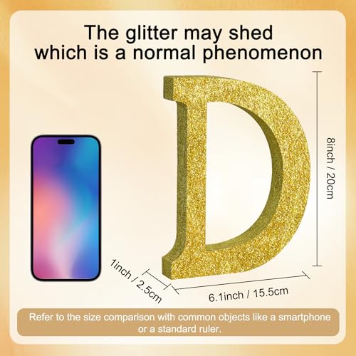 Image of TONIFUL 8 Inch Gold Glitter Letter D Table Centerpiece A-Z Gold Birthday Party Decorations,Gold Alphabet D for Birthday,Chrismas,Graduation,Bridal Shower,Wedding,Anniversary Party Supplies