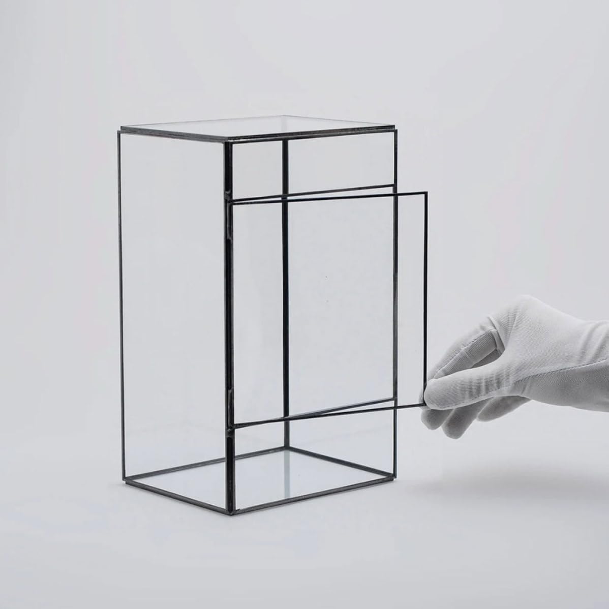 UKCOCO Handgefertigtes Geometrisches Glas Moos Terrarium aus Robustem Glas und Zinn Modisches Kreatives Pflanzgefäß für Wohnzimmer und Patio Dekoration