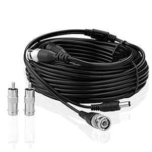 SIENOC DC Power beveiligingscamera kabel CCTV Video Power Wire BNC RCA-kabel DVR zwart (10m)