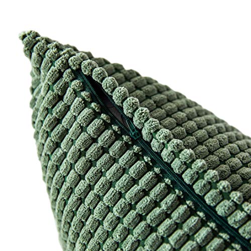 Fy Fiber House Pack Of 2 Comfy Corduroy Corn Granules Throw Pillow Covers Christmas Decorative Square Cushion Pillowcase For Couch Sofa Bed 18 X 18 Inch, Bean Green #TOP4