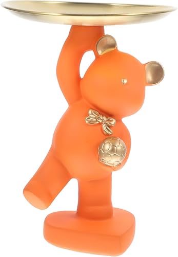 OSALADI Estatua de resina de oso para decoración del hogar esculturas para decoración del hogar bandeja para aretes bandeja de almacenamiento de