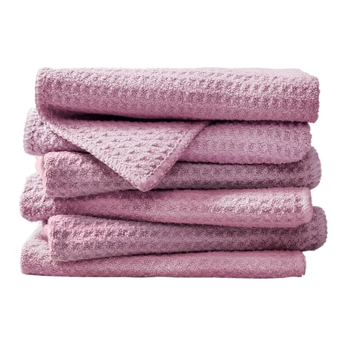EURSPEUNG Torchon Cuisine, Chiffon Microfibre, Eponge Vaisselle, Lavette Microfibre Voiture, Microfibre Menage 6 Pièces Taille 30x30 cm (Rose)