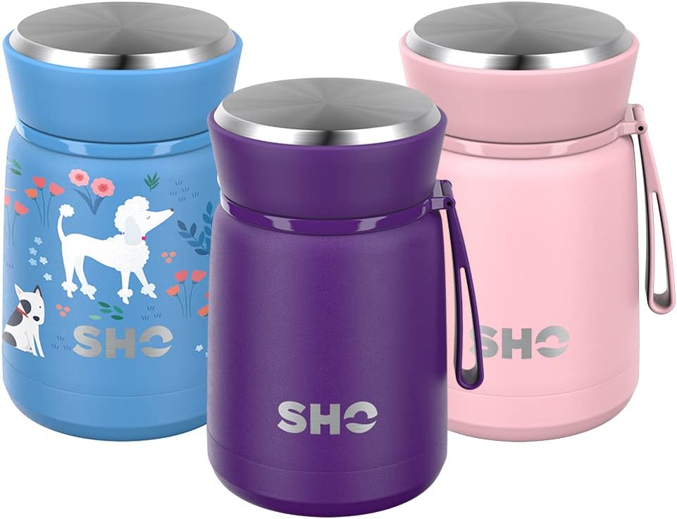 SHO Food Flask Vacuum Insulated, Double Walled Stainless Steel Food