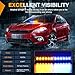 Nilight 12LED Traffic Advisor Strobe Light Bar Amber Blue Emergency Warning Hazard Safety Dash Front/Rear Windshield Flashing Lights for Cars Trucks Police Firefighter Plow Construction Vehicles