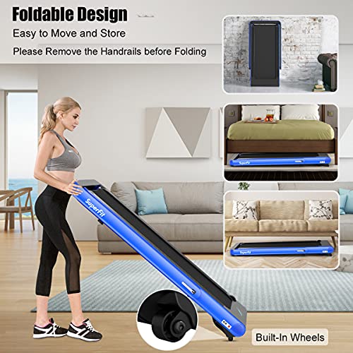 Image of GYMAX Walking Pad, 4.75HP Under Desk Treadmill with LED Touch Screen, App Control, Built-in Speaker & Handle, 2 in 1 Folding Compact Portable Treadmill for Home Small Space