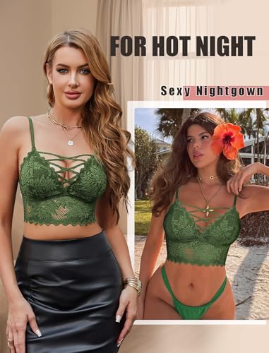 Image of Avidlove Bralettes for Women V Neck Lace Camisole Y2K Tank Top Strappy Cami Unpadded Bra Lingerie Crop Tops Outfits
